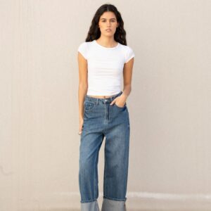 JEANS TURN UP WIDE LEG