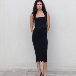 FALDA MIDI PUNTO BORDADOS