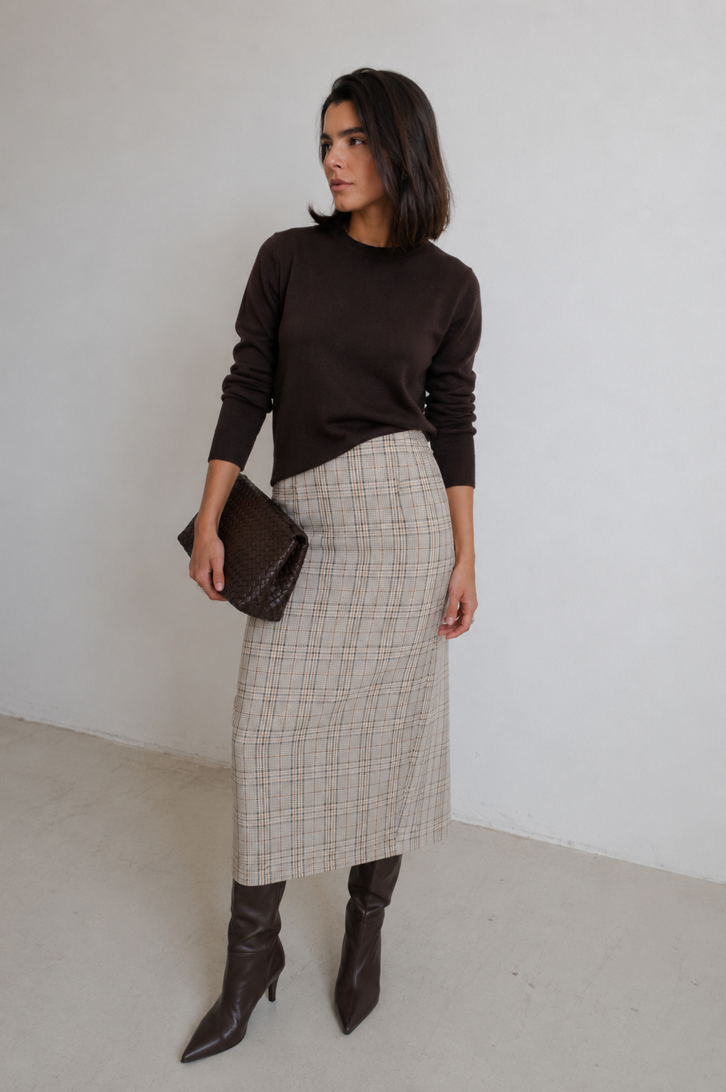 FALDA MIDI CUADROS